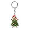2D Flat Christmas Puppy Acrylic Keychain Cute Santa Hat Dog Xmas Tree Costume Bag Pendant Backpack Ornament Holiday Gift