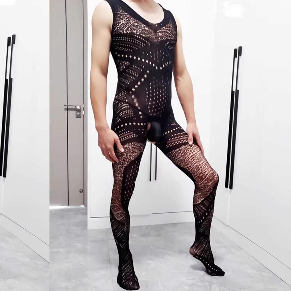 Сисси Секс-шоп Игрушка для взрослых Мужское нижнее белье Экзотическая одежда Мужское порно Комбинезон С открытой спиной Леопардовые чулки Порно Колготки Пижама