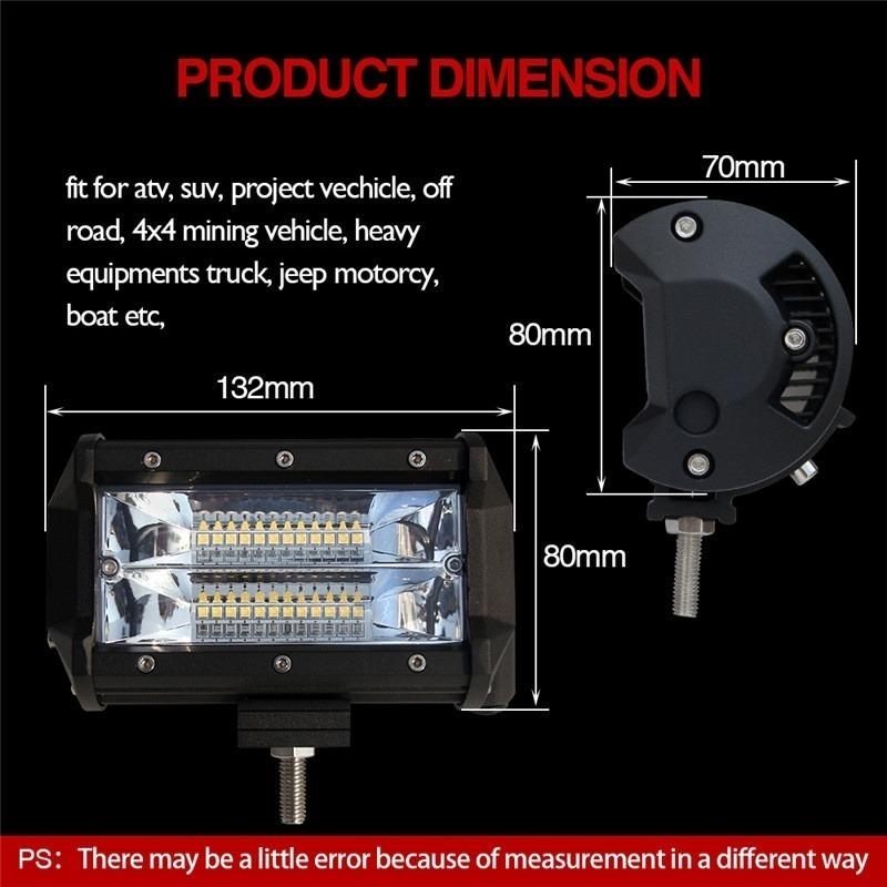72W Off Road LED Bar Spot Led Beam Daytime Running Light Fog Lamp Work Light LED Headlights