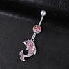 1Pc Navel Nail Sexy Piercing Shiny Rhinestones Non-allergic Decorative Gift Dolphin Pendant Belly Button Ring Body Jewelry for Daily Wear