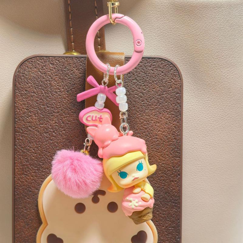Оригинальная цепочка для телефона и брелок Pop Mart серии Hug в виде мороженого, подвеска из зернистой кожи для женской сумки