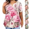 Fashion Plus Size Women's Casual Short Sleeve Round Neck Floral Print T-shirt With Pockets