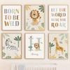 Cute Lion Giraffe Zebra Leaf Nursery Wall Art Canvas Painting Jungle Animal Posters And Prints Pictures for Baby Kids Room Decor