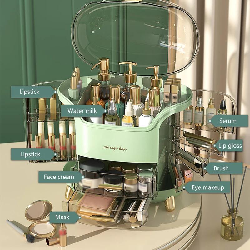 Органайзер для макияжа, коробка для хранения косметики, большая емкость, настольный портативный ящик для хранения, контейнер для макияжа, коробки для ювелирных изделий, помады