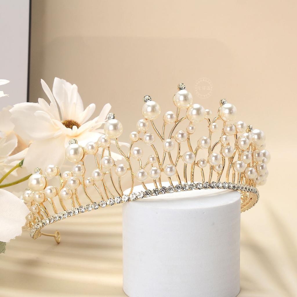 Французский романтический сплав, украшенный стразами и жемчугом, роскошный элегантный свадебный головной убор