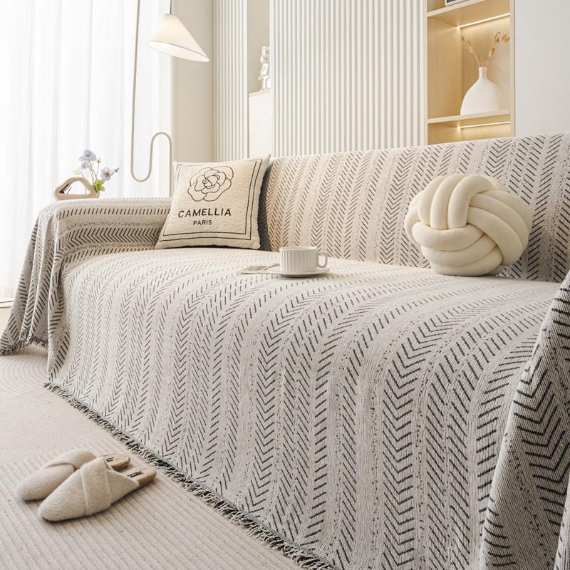 Современный минималистичный чехол на диван из шенилла в елочку, всесезонное нескользящее одеяло