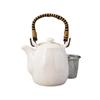 Ale-net White Unofu Teapot (12x12cm, 500cc) with Stainless Steel Tea Strainer, Mino Ware Porcelain, Made In Japan, Stylish