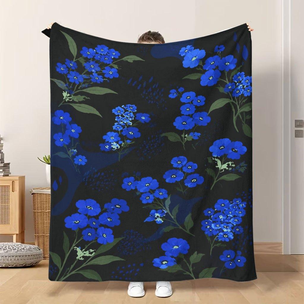 Fflannel Blanket 1pc Blue Floral Design Pattern Soft Comfortable and Warm This Nap Blanket/sofa Blanket Is Suitable for All Season