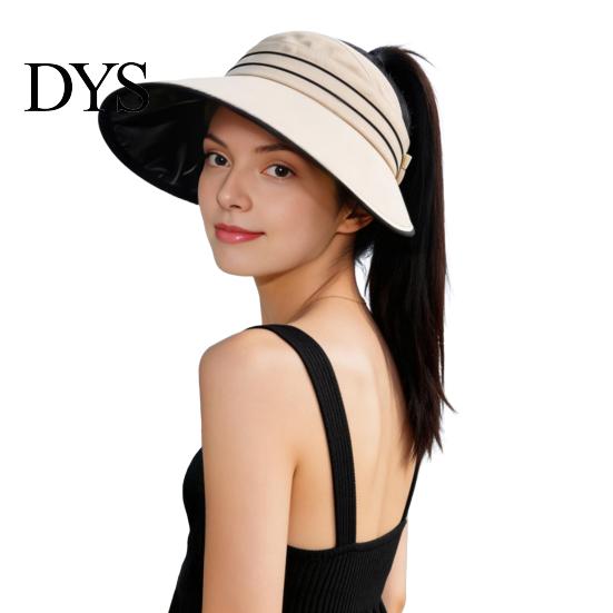 Stylish Commuting Sun Hat Women with Ponytail Hole, Wide Brim Floppy Foldable for Hat, UV Protection Summer Beach Vacation Hiking