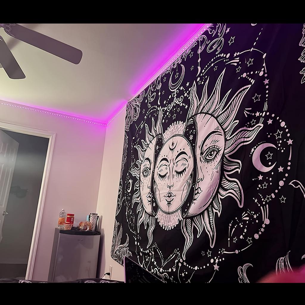 Большой гобелен в стиле фэнтези с мандалой, цветком и растением, украшенный глазами и фоновой тканью, горящей на солнце, украшение для дома