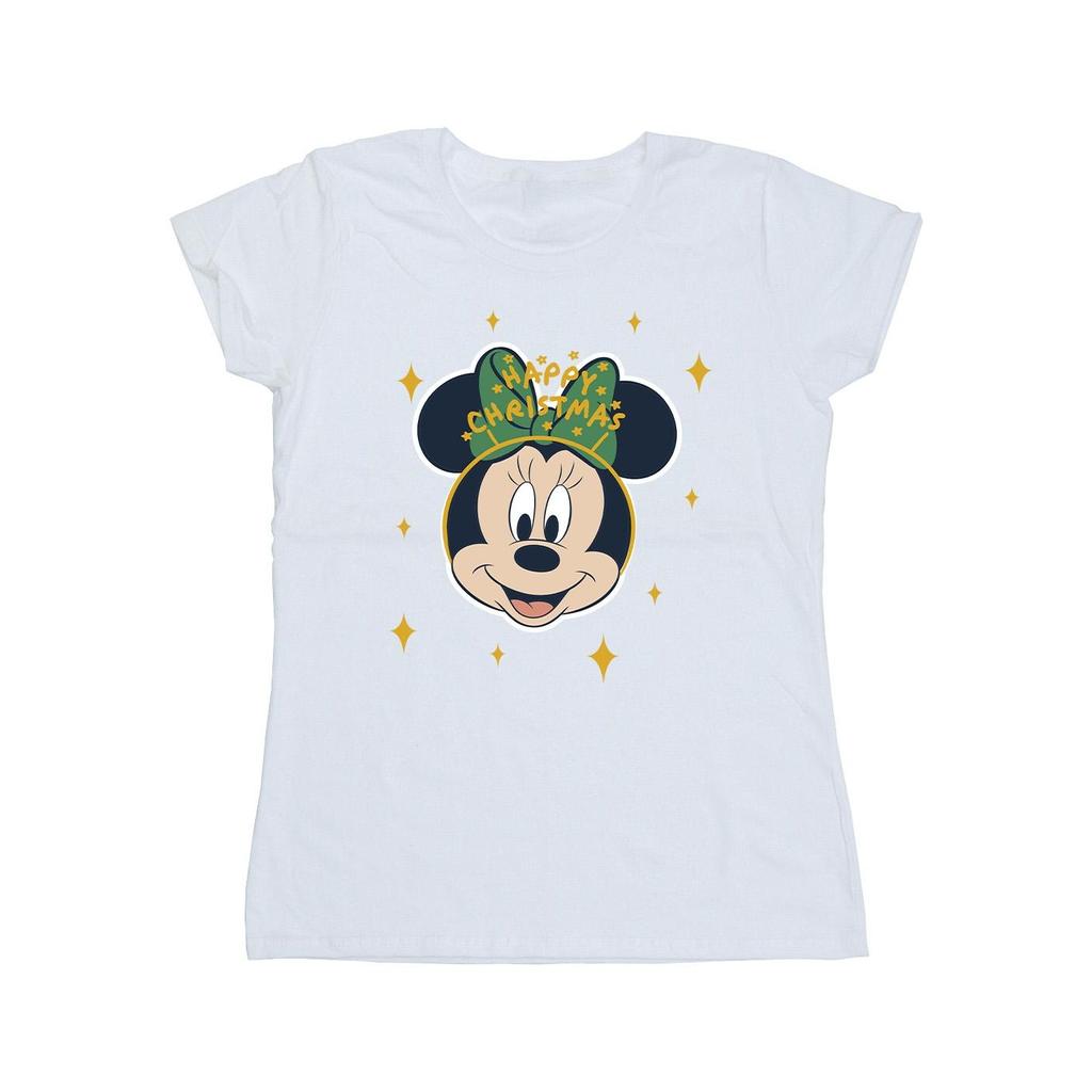 Disney Womens/Ladies Minnie Mouse Happy Christmas Cotton T-Shirt