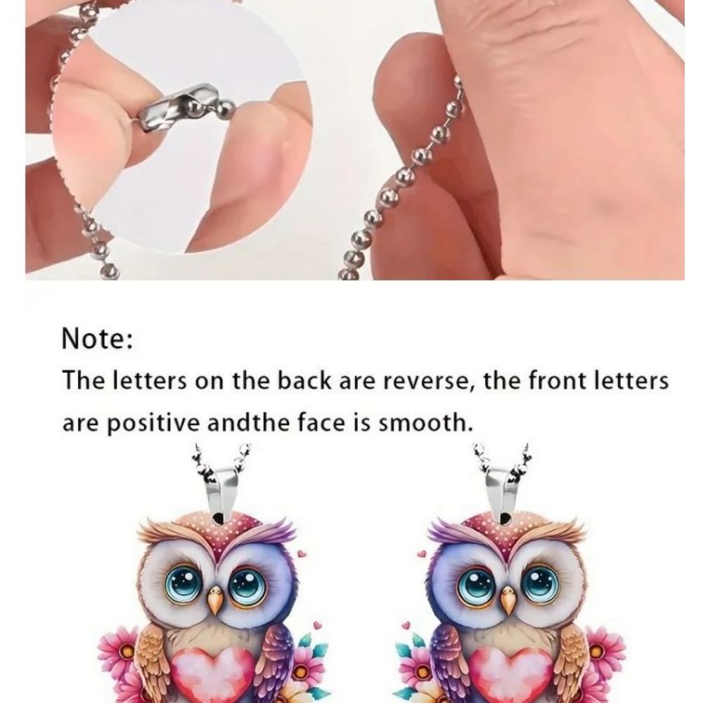 Love Owl 2D Acrylic Decorative Pendant, Interior Pendant, Car Interior Rearview Mirror Decorative Pendant, Backpack Pendant Keychain