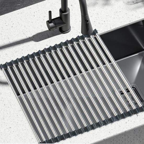 Сливная полка для раковины, полая конструкция, складная полка для слива раковины из нержавеющей стали для сушки тарелок, фруктов, овощей