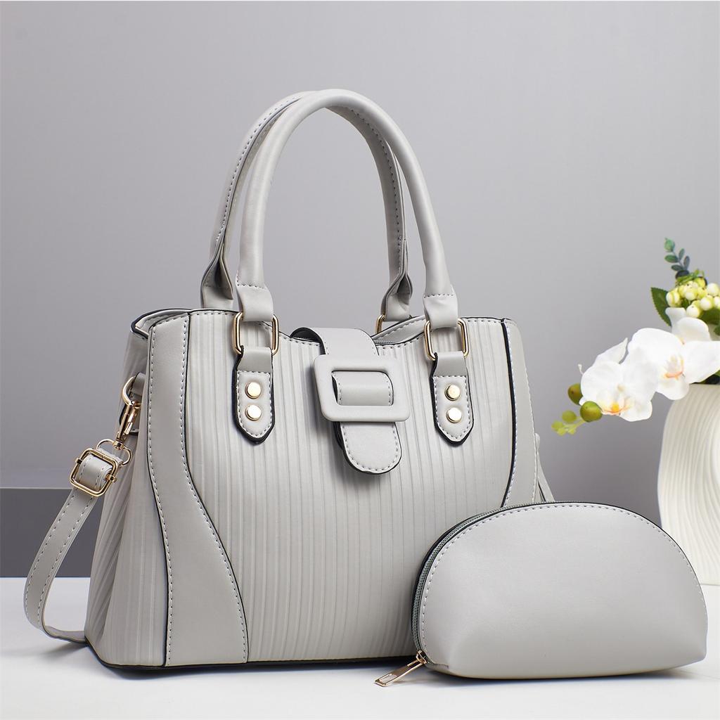 New High Appearance Horizontal Stripe Bag Splicing Battery Large Capacity Shoulder Bag Fashion Design All-match Female Bag