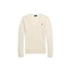 Polo Ss22 Solid Color Logo Embroidered V-Neck Long Sleeve Wool Sweater Women Sweater White WMPOSWENC020427-100