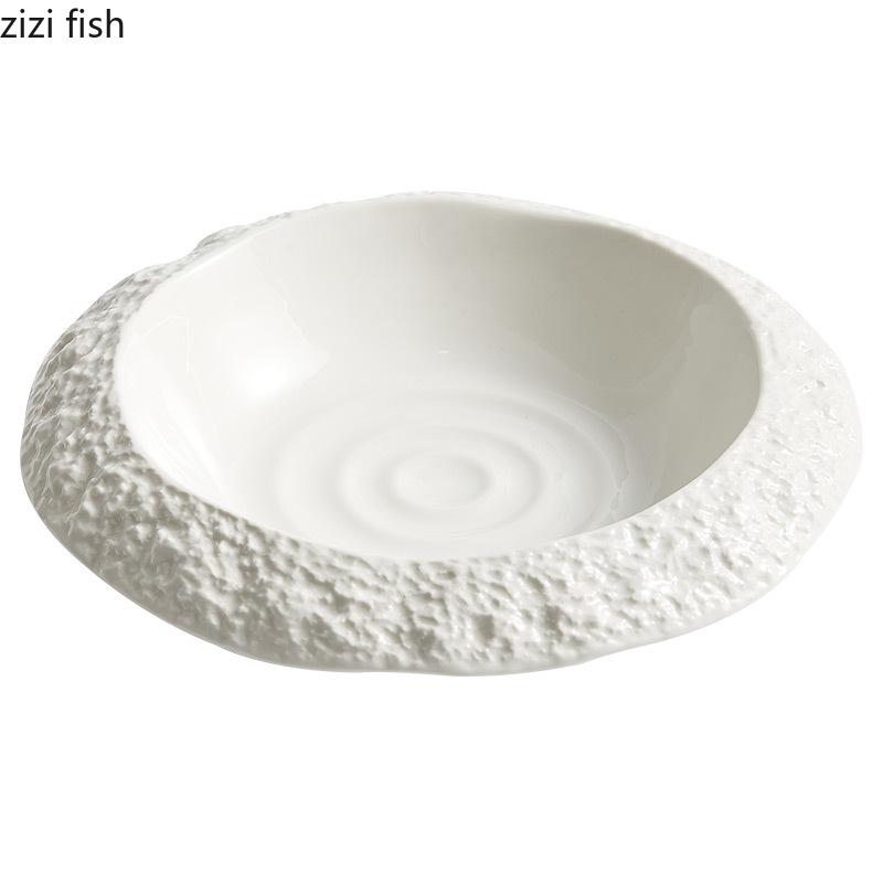 Узорчатая обеденная тарелка Керамическая однотонная столовая посуда Супница Салатницы Ресторан Простая тарелка для суши Стейк Поднос для закусок Десерт