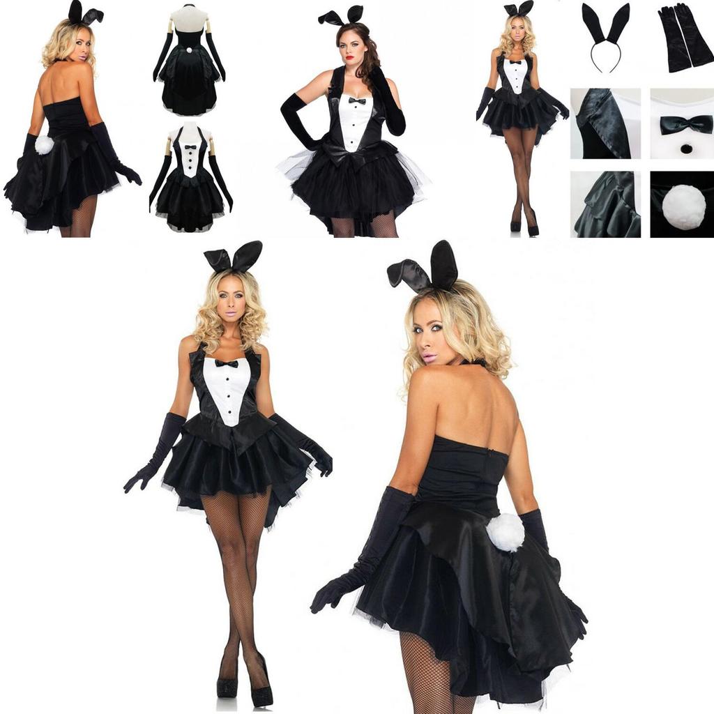 Stylish Women's Bunny Rabbit Costume With White Rabbit Bobbin Tail For Halloween