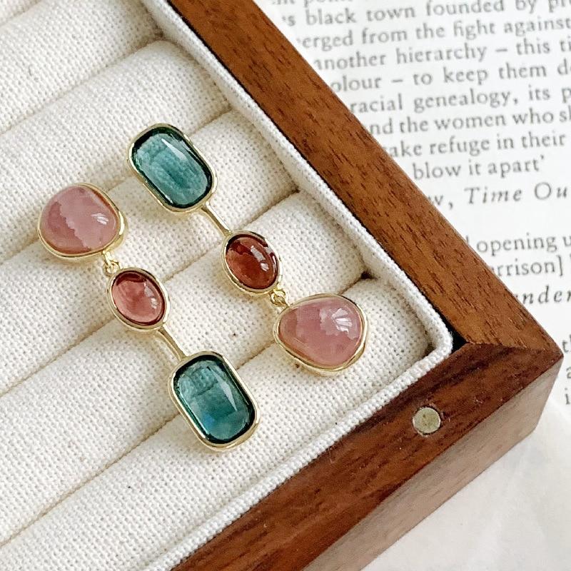 Pinkdudu Романтические 3 цвета, медные серьги со стразами, модные розовые, синие асимметричные длинные серьги для женщин, ювелирные изделия PD1313