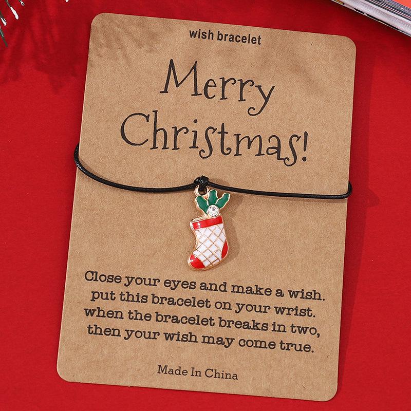 Модный рождественский браслет-открытка - Персонализированная черная веревка с креативным дизайном символа