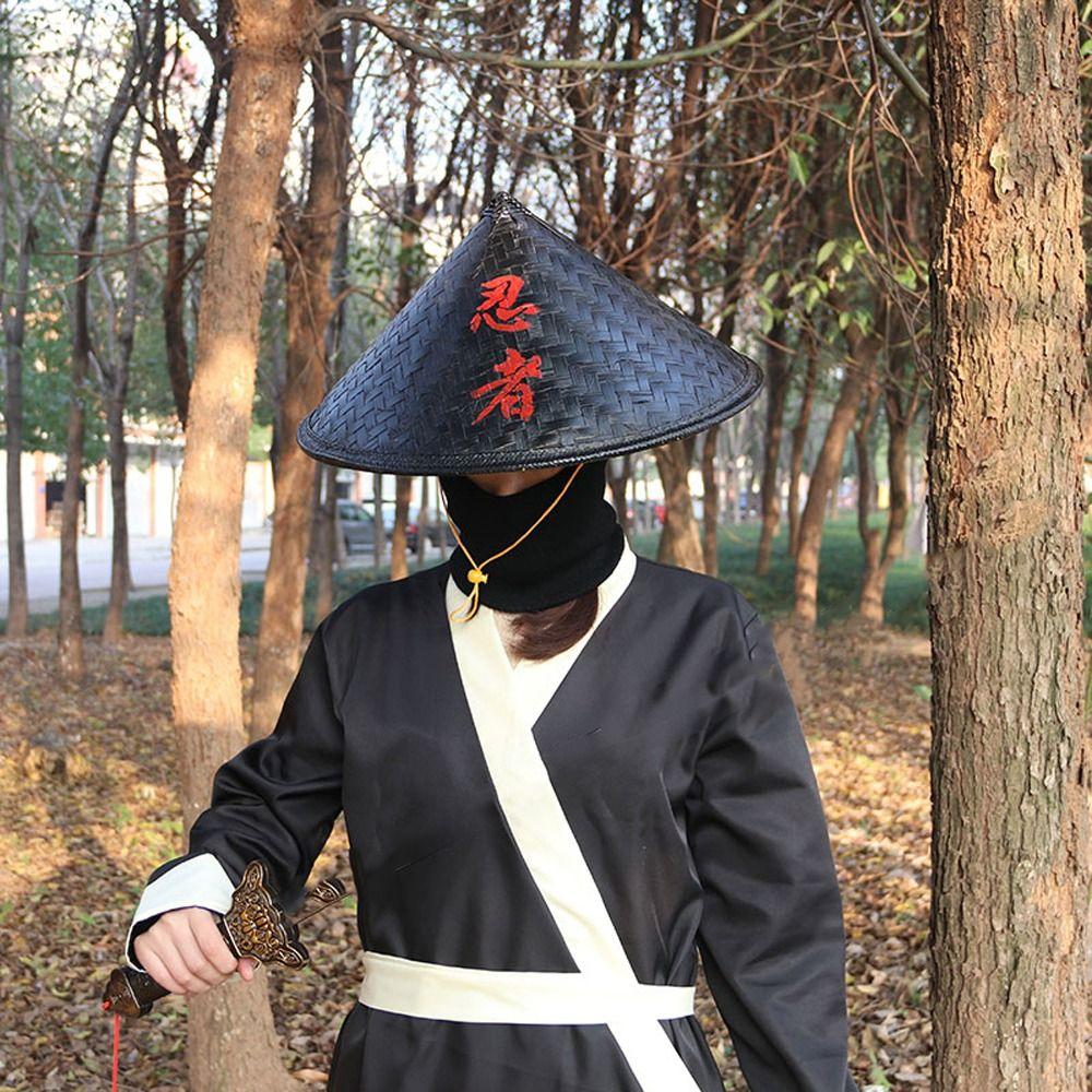 Cosplay Hats Bucket Hats Tourism Rain Caps Bamboo Rattan Hats Men Fisherman Hats Ninja Cosplay Hats