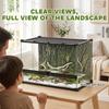 Reptile Glass Terrarium With Stone Background Front Ventilation Escape Proof Knob Lock 50 X 30 X 35 Cm Black