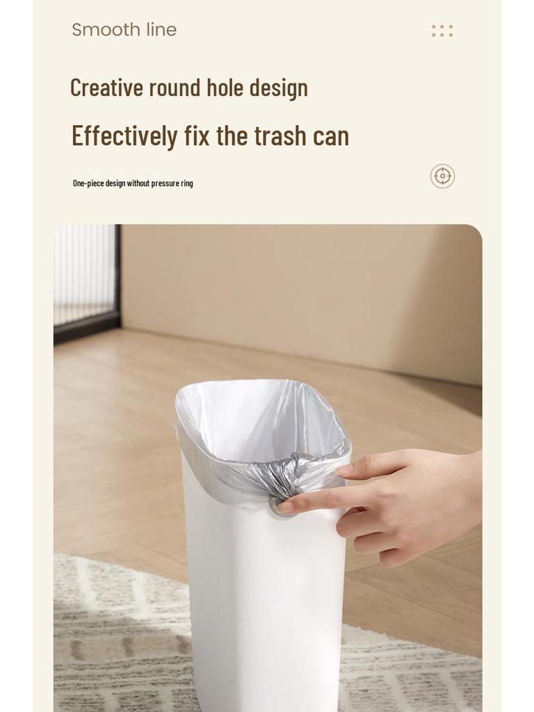 Gap-Friendly Lidless Trash Can for Home - Living Room, Bathroom, Kitchen