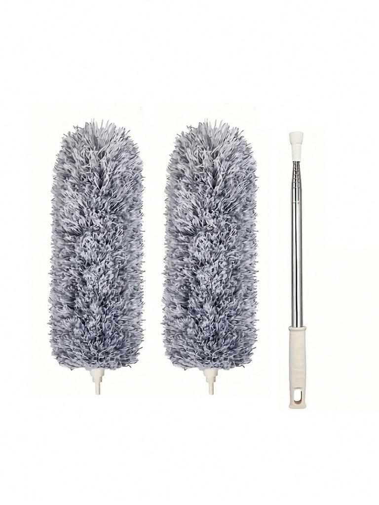 Multifunctional retractable duster with bendable head - reusable and washable for high ceilings, furniture and car cleaning