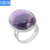 Natural Rystal Oval Ring Copper Ring Adjustable Creative Gift for Women