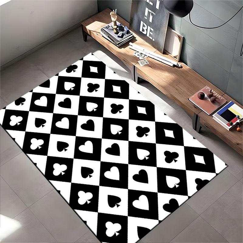 Playing Card Symbols Pattern Carpet suitable as a non-slip mat for the living room or bedroom sofa