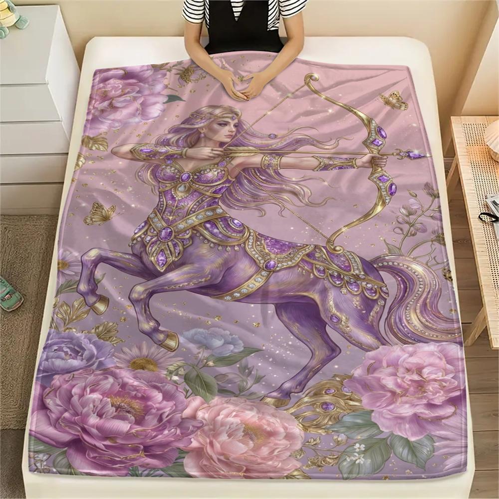 1Pc Centaur Print Flannel Blanket, High quality Comfortable for All Seasons, Home Decor, Warmth and Comfort, Perfect for Christmas Gifts W90