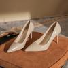 Light and Familiar Commuter Shoes, Professional Comfort and Fashion Versatile High Heels, Women's Pointed Thin Heels, Soft Leather Women's Single Shoe