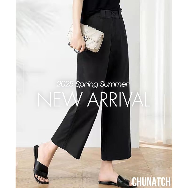 [Tunatch] широкие брюки чинос брюки с резинкой на талии брюки длиной девять четвертей с карманом повседневные весна лето осень женские широкие Расслабляющие Легко двигаться