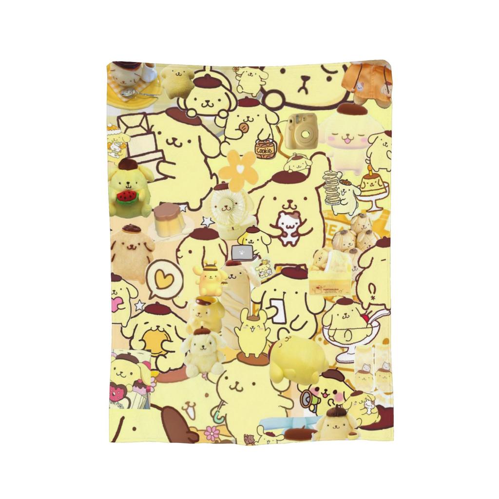 Плюшевое одеяло с помпонами Pom Pom Purin, забавное плед для дома, отеля, дивана, 150*125 см, одеяло