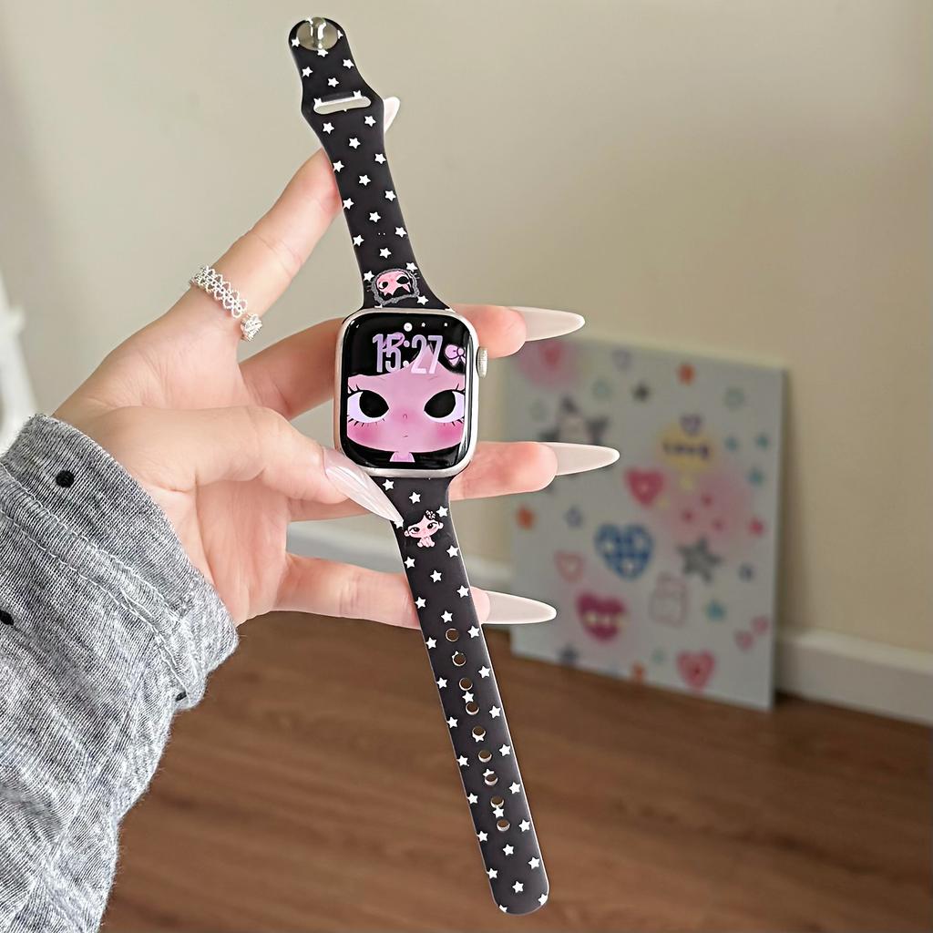 Водонепроницаемый износостойкий сменный ремешок для Apple Watch Series 1–11 / SE / Ultra, с принтом, из силикона, подходит для 38–49 мм