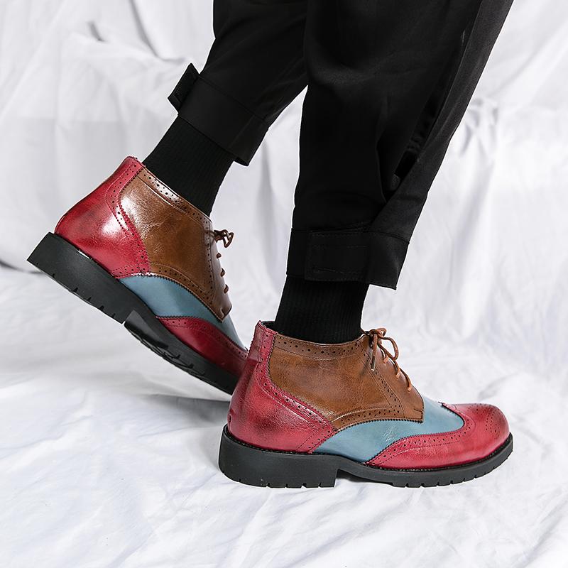 Роскошные мужские туфли на шнуровке, модные оксфорды, обувь для отдыха на природе, осенние дизайнерские мотоциклетные ботинки для мужчин, кожаные ботинки-броги для мужчин