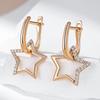 Fashion Glossy  Gold Color Star Dangle Earrings For Women Paved Natural Zircon Accessories Daily Fine Jewelry