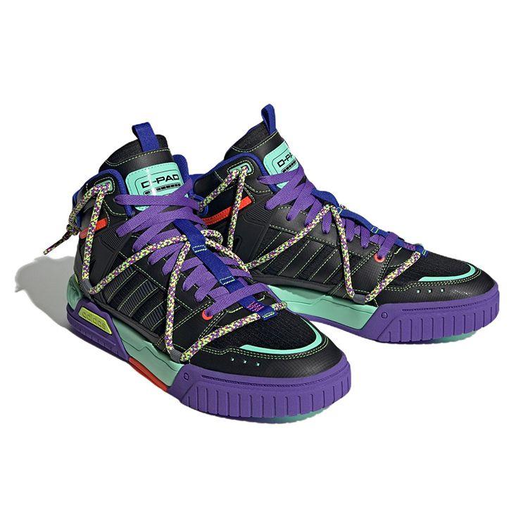 Adidas Neo D-Pad Mid Модные Повседневные Нескользящие Прочные Высокие Кеды для Скейтбординга Унисекс Кеды для Скейтбординга Черные Фиолетовые Зеленые HQ7053
