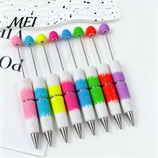 DIY Crafting Pens Beadable Pen, Colorful Fancy Beaded Ballpoint Smooth Flow Gift for Students, Party Favors, Creative Office Supplies