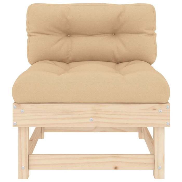 VidaXL Middle Sofa with Cushions Solid Pine Wood, Garden Sofa, Garden Seat, Outdoor Seat, Sofa 825429