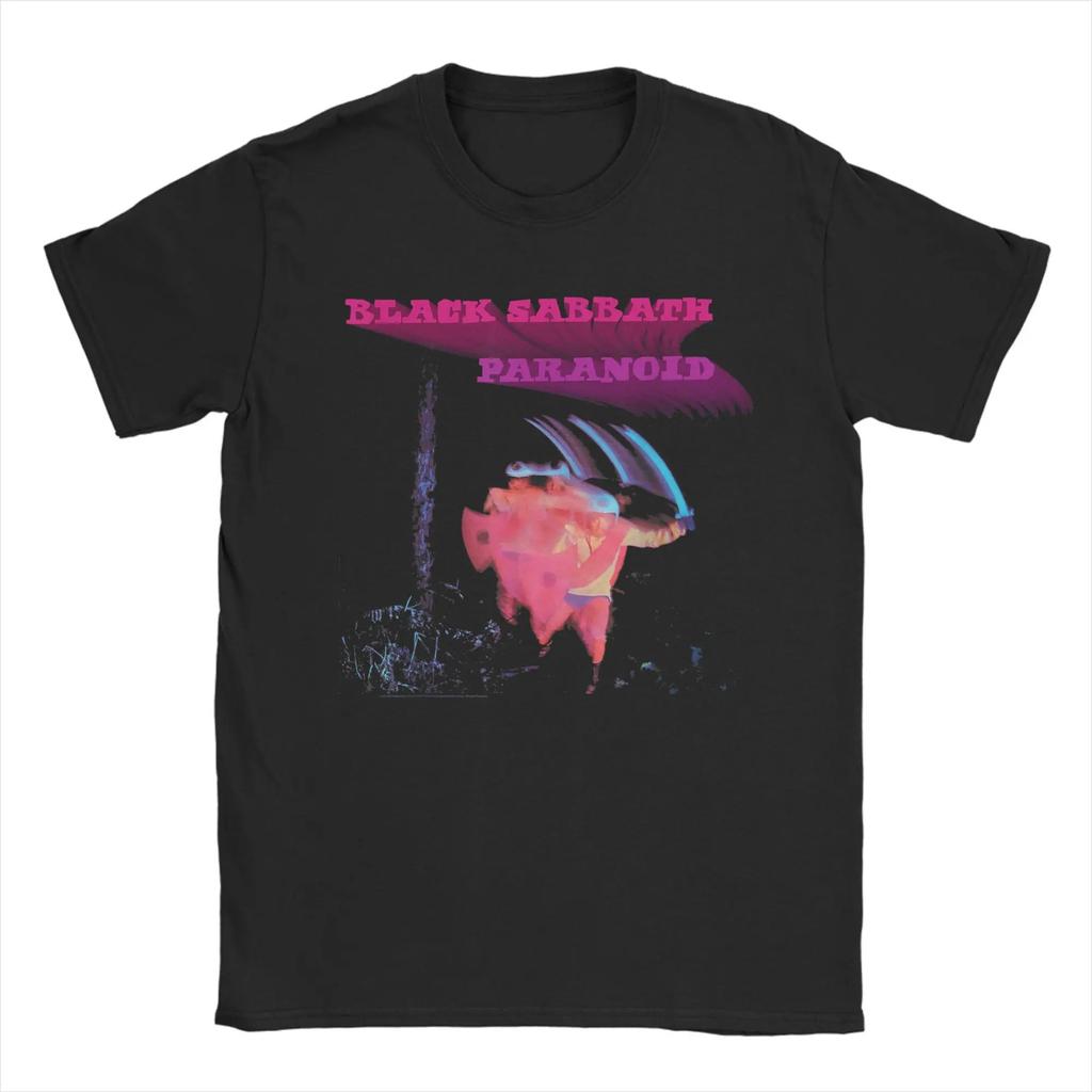 Black Sabbath Paranoid Motion Trails T-Shirts Men Novelty 100% Cotton Tee Shirt Crew Neck Short Sleeve T Shirt Plus Size Clothes