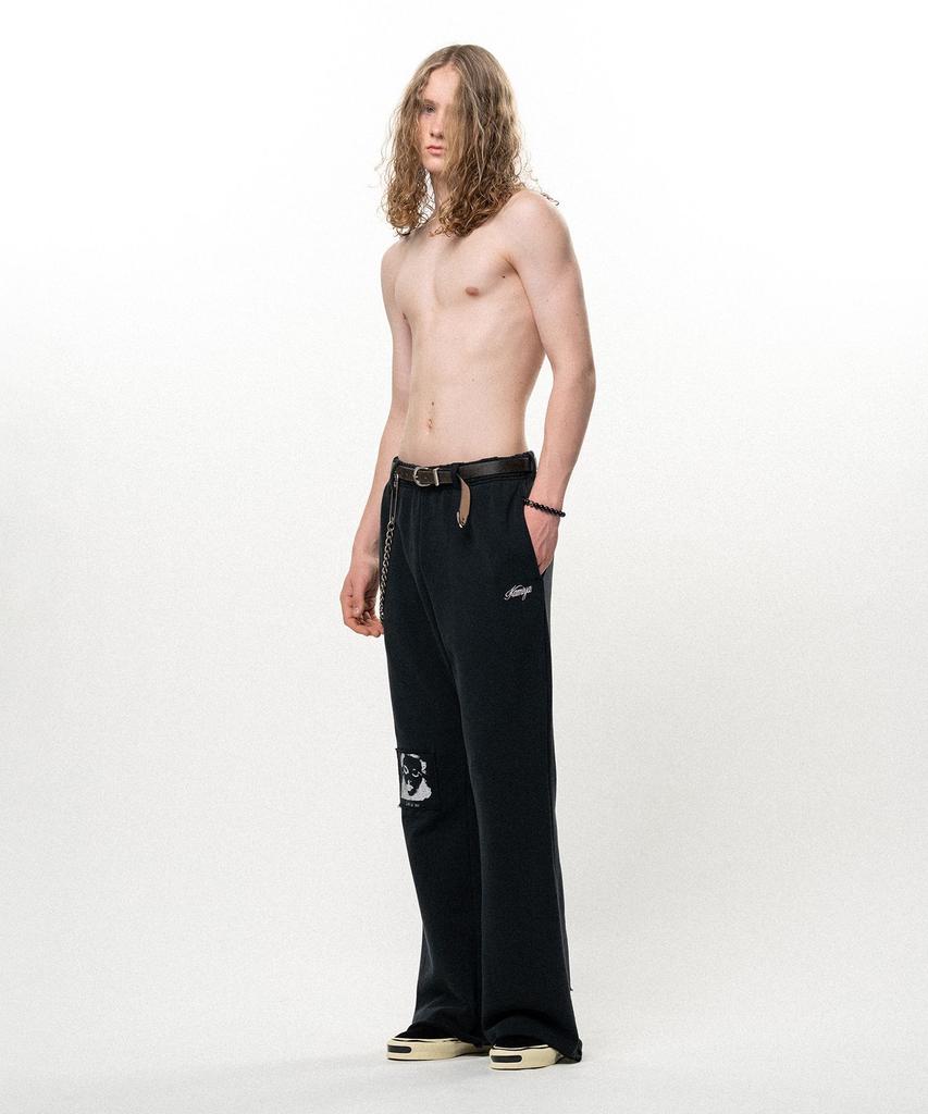 KAMIYA Girl Patch Bootcut Sweat Pants - Black