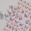 Butterfly Manicure Bronzing Laser Butterfly Bow Nail Stickers 3D Nail Decals Three-dimensional