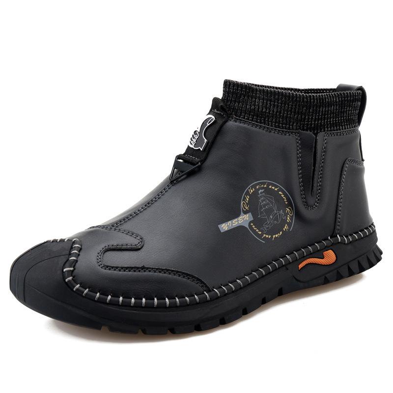 2021 осень и зима новые полусапожки модные носки с широким голенищем чехол для стопы ботинки мартин внешнеторговые большого размера ботинки из кожи с круглым носком мужские