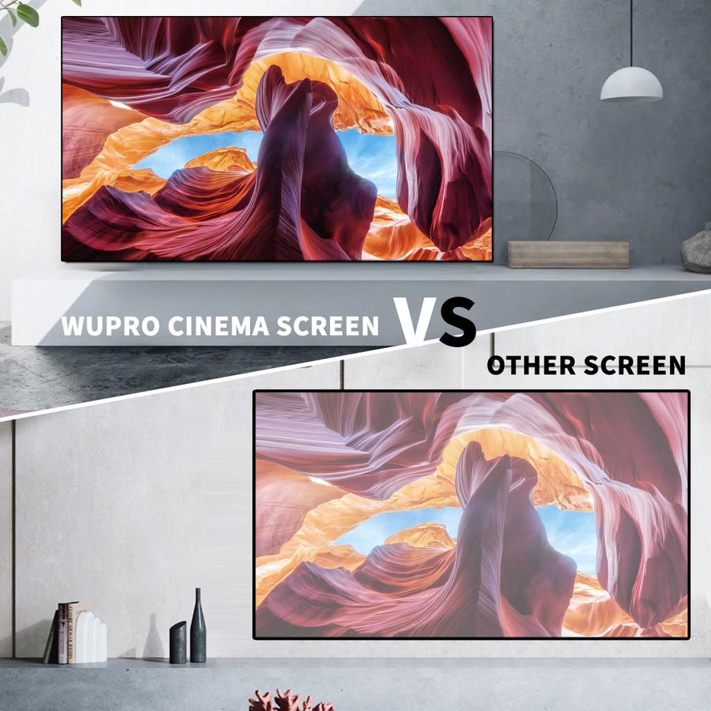 100" Wupro Cinema Gallery Grey Crystal Enhanced 3D Fixed Frame Projector Screen For Long Throw Projector