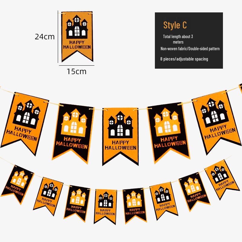 Halloween Pumpkin Lantern Hanging Flag Ornament for Bar or Door Decor Scene Props