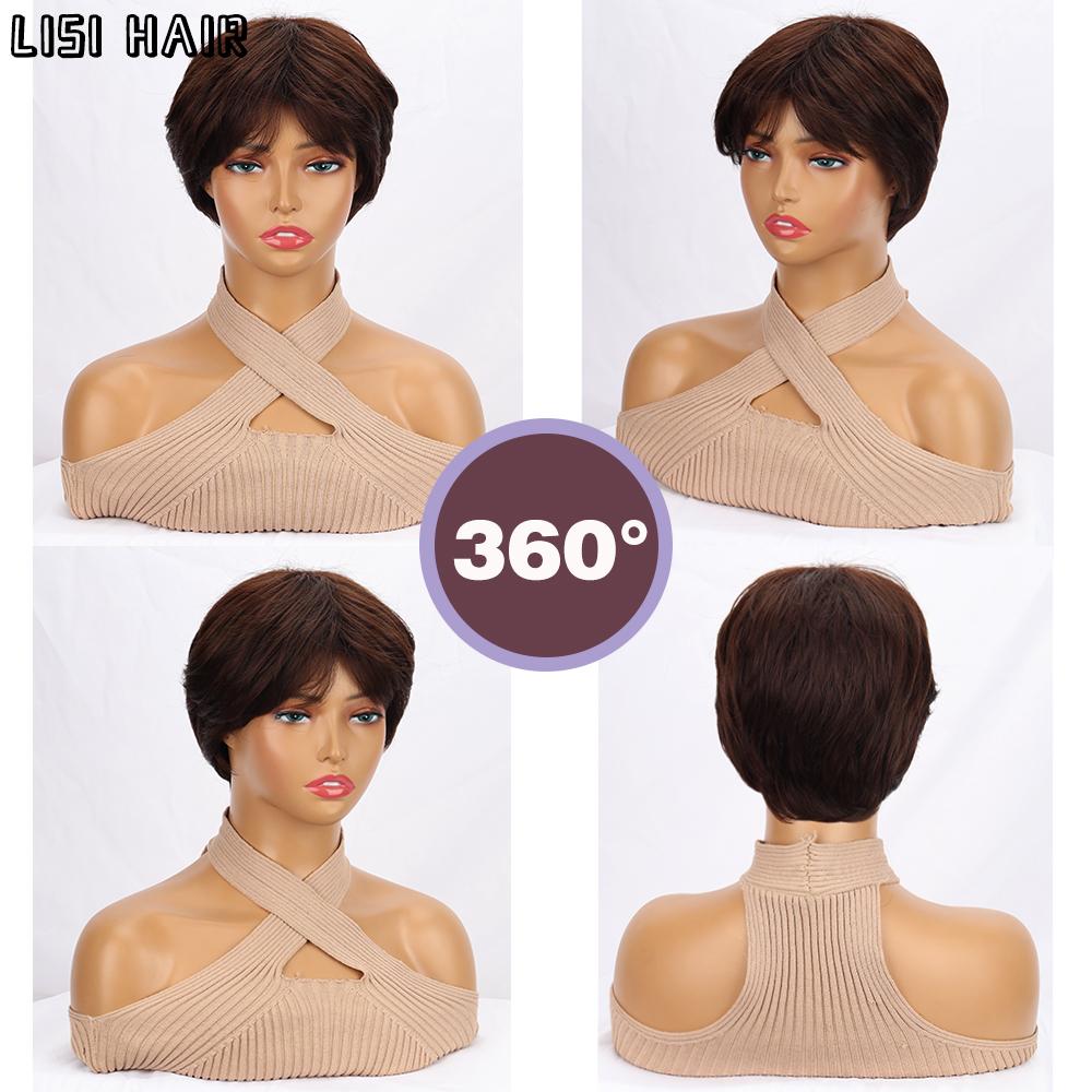 MISS WIG Синтетические смешанные серо-черные парики Короткие прямые натуральные парики Термостойкий парик для женщин Повседневная одежда
