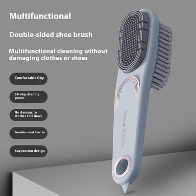 Двусторонняя щетка для обуви Щетка для чистки с мягкой щетиной Силиконовая насадка щетки Щетка с длинной ручкой Одежда Обувь Инструменты для домашней уборки