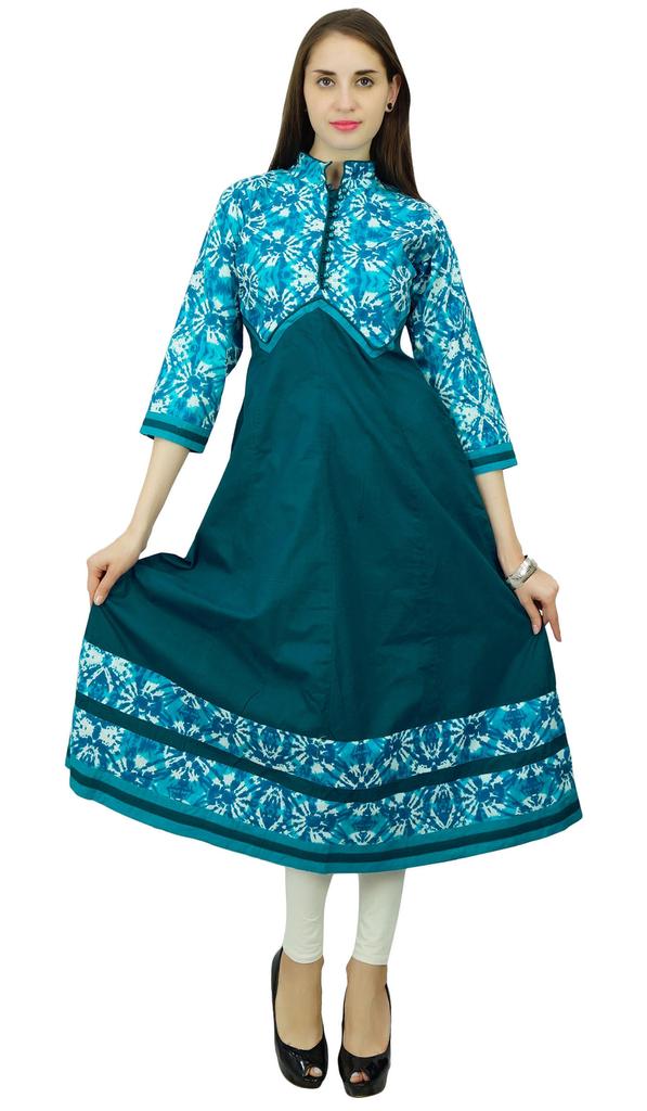 Phagun Хлопковая блузка Anarkali Kurti Flai из окрашенного в технике галстука Kurta Gift