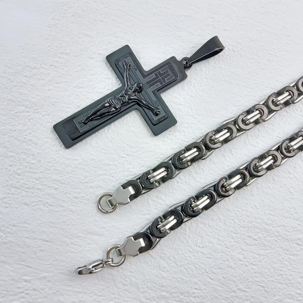 Новое плоское ожерелье из нержавеющей стали с крестом, ювелирные аксессуары