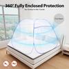 Blue Bed Canopy Mosquito Net, Fits 1.8m (5.91ft) Queen Bed 360° Fully Enclosed with Triple Door Double Zip Storage Bag